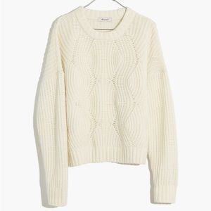 Madewell Everett Rib-Play Pullover Sweater Medium antique cream
